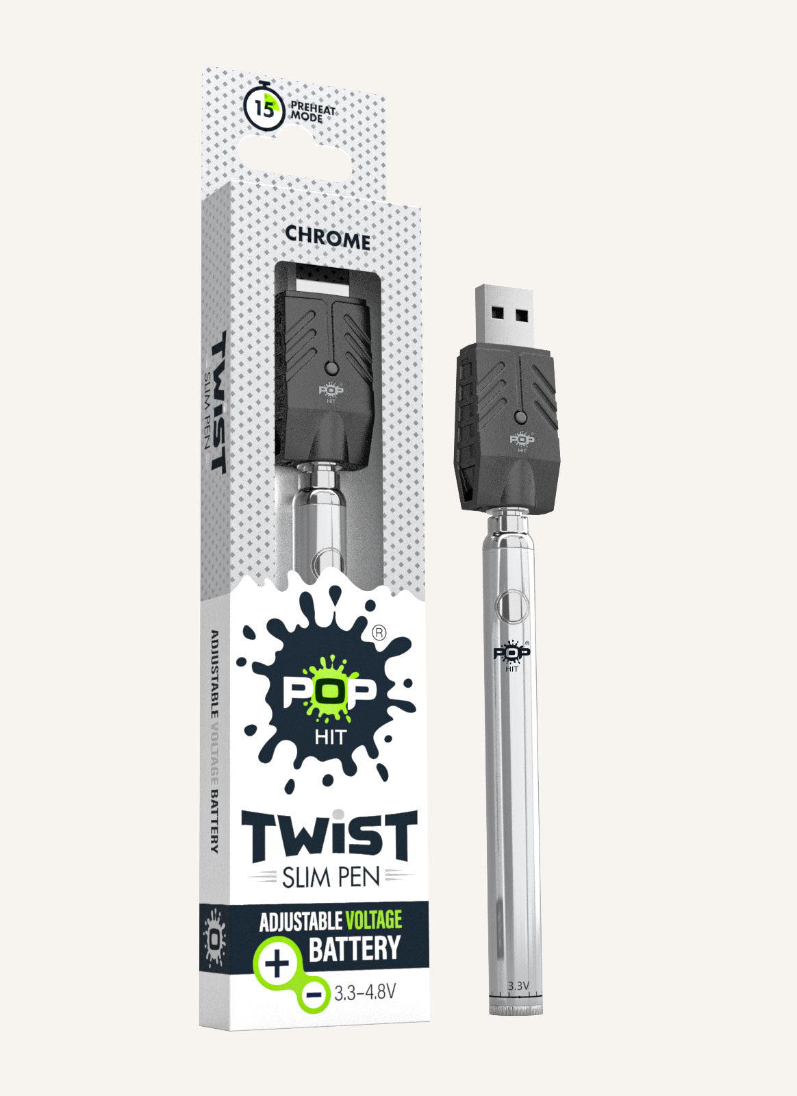 Pop Hit Twist Slim Pen – 1ct – Chrome