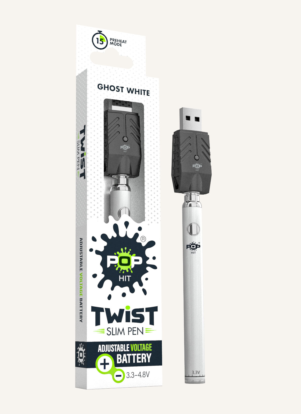 Pop Hit Twist Slim Pen – 1ct – Ghost White