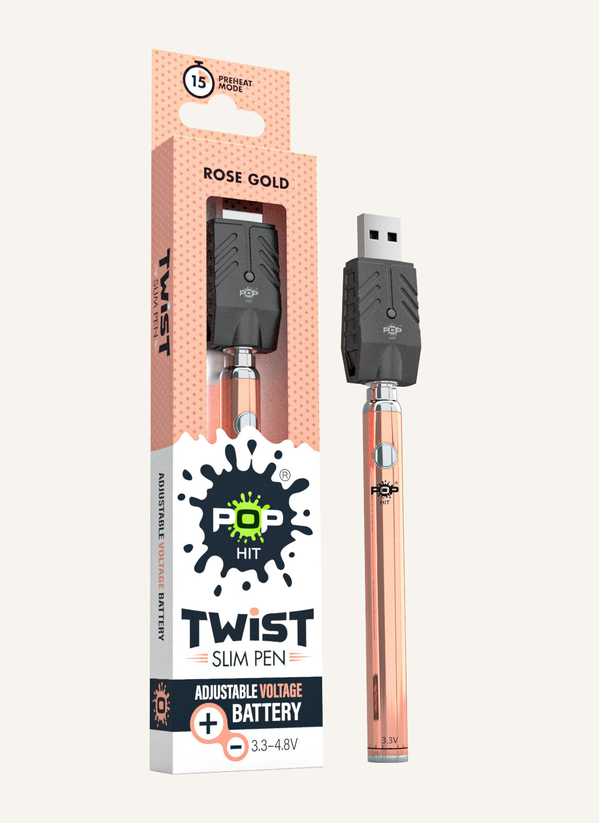 Pop Hit Twist Slim Pen – 1ct – Rose Gold