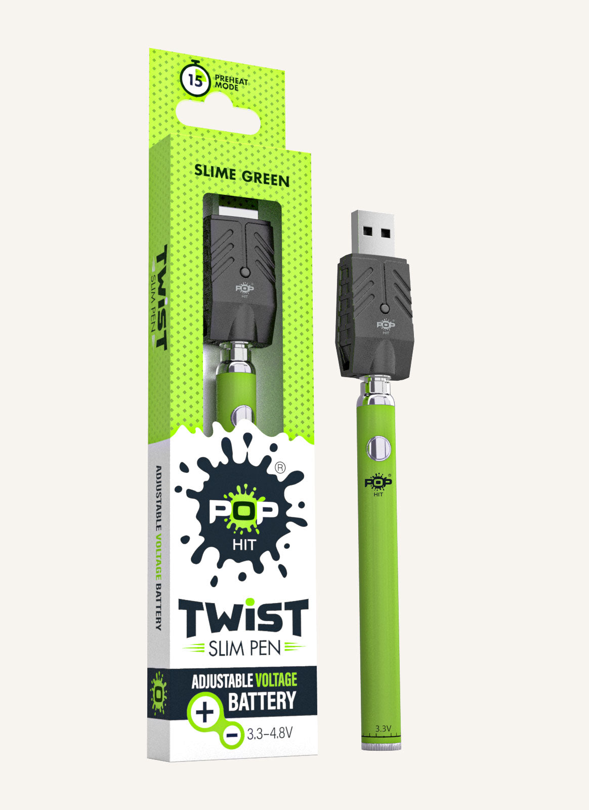 Pop Hit Twist Slim Pen – 1ct – Slime Green