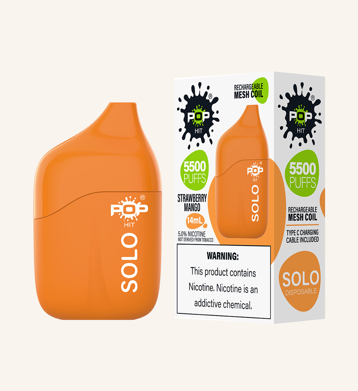 Pop Solo Disposable Device Strawberry Mango Popvapor demo pop-solo-disposable-device-strawberry-mango-popvapor-demo